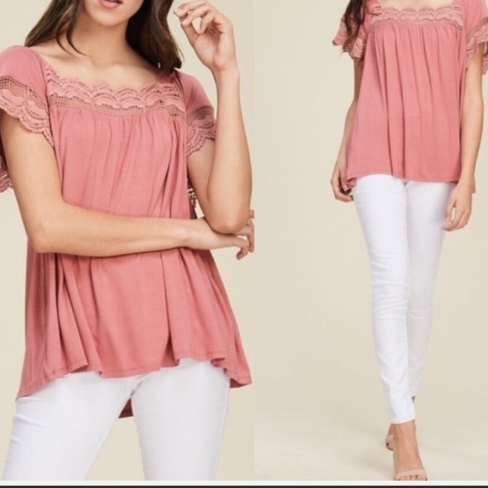 NWT Pink Tunic with Crochet Details